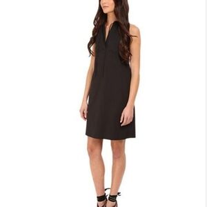 Theory Nallane Black Light Poplin Shift Dress Womens Size 6 Stretch Sleeveless